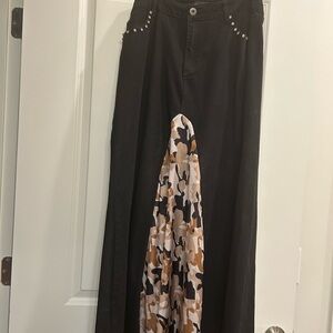 Ashley Stewart Black Maxi Skirt w/Rhinestones on Pockets!!